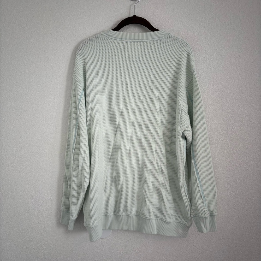 Aerie Women's Size Medium Blue Los Angeles Waffle Knit Pullover Sweater - Picture 4 of 4